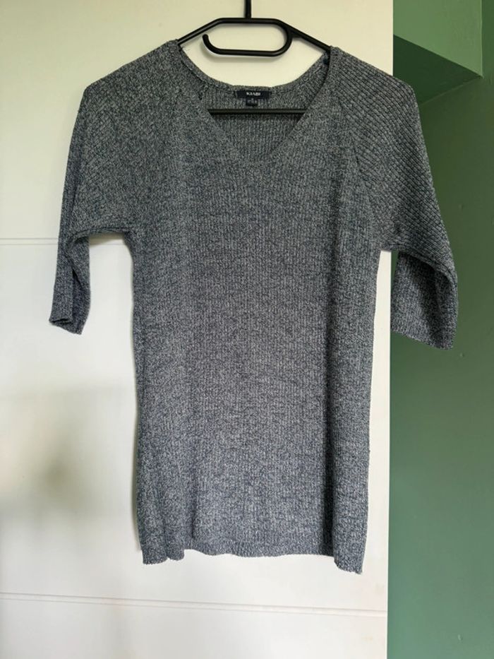 Pull manches courtes bleu chiné