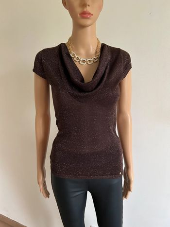 Haut marron pailleté à manches courtes Morgan taille XS TBE