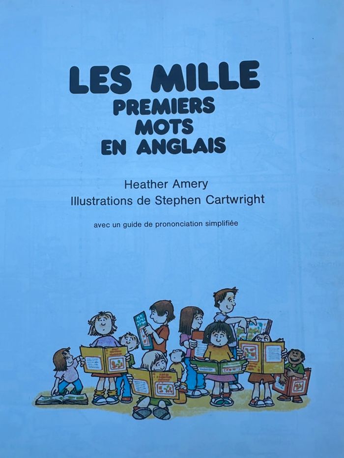 Livre grand album ancien Les mille 1000 premiers mots en anglais english rouge et or - photo numéro 3