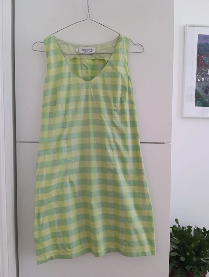 Robe vintage Benetton à carreaux verts