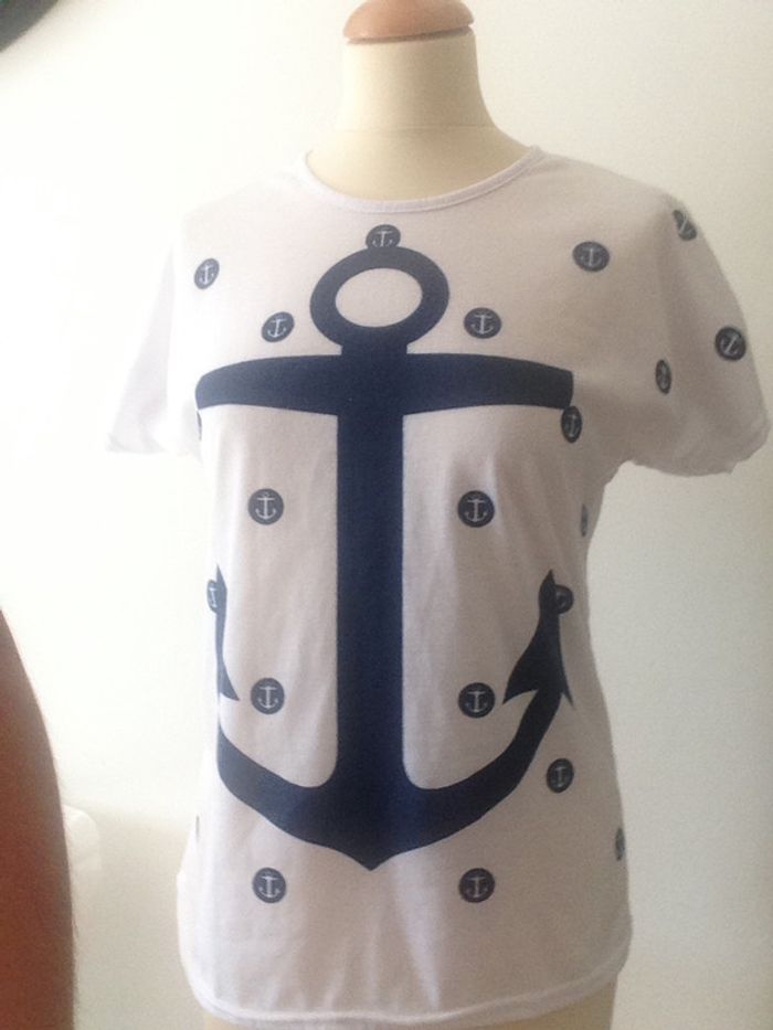 Tee shirt blanc motif ancre Marine TS/Mais de - photo numéro 2