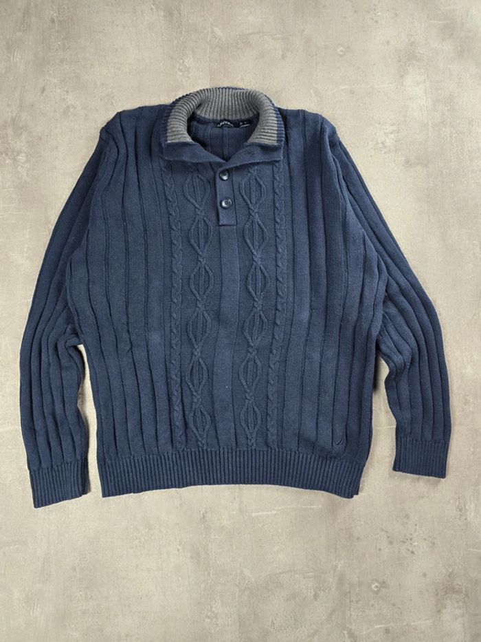 Pull coton Nautica torsadé col camionneur marine taille XL - photo numéro 2