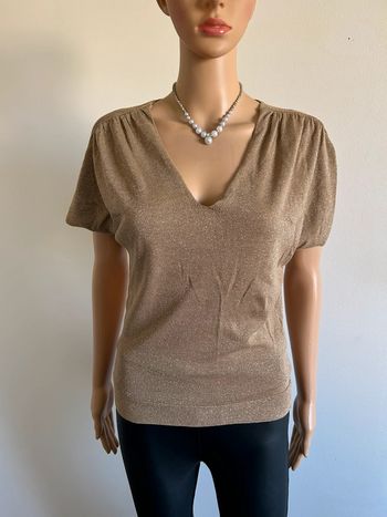 Haut doré pailleté à manches courtes Morgan taille XS excellent état