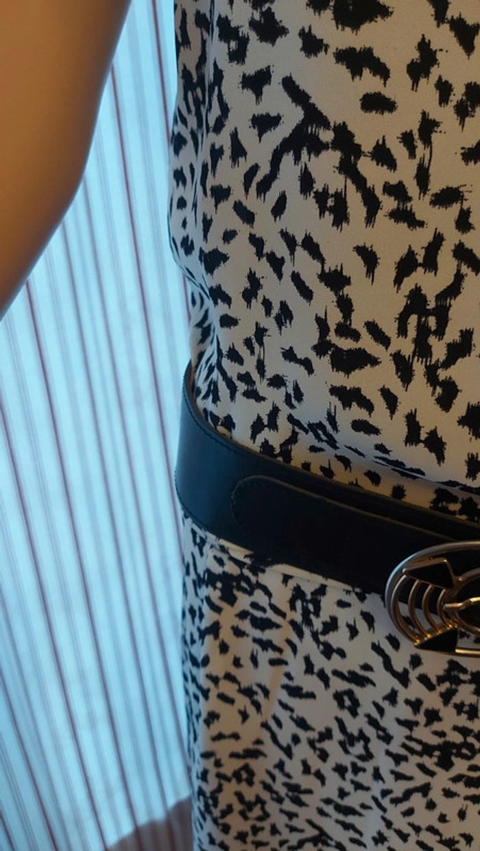 Ceinture en cuir noir réglable de 80cm à 95cm - photo numéro 4