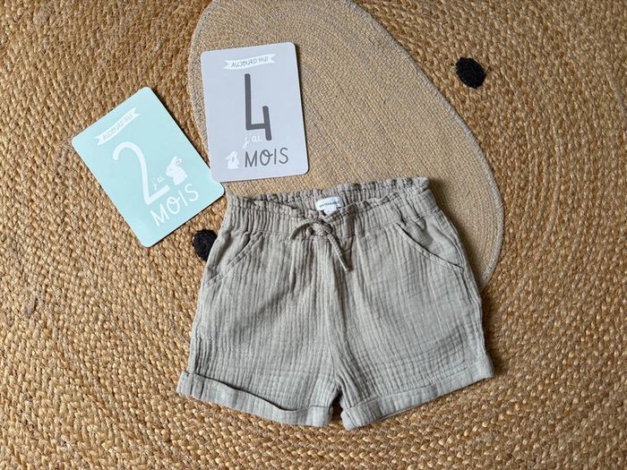 Short gaze coton vert kaki Vertbaudet 24 mois 2 ans
