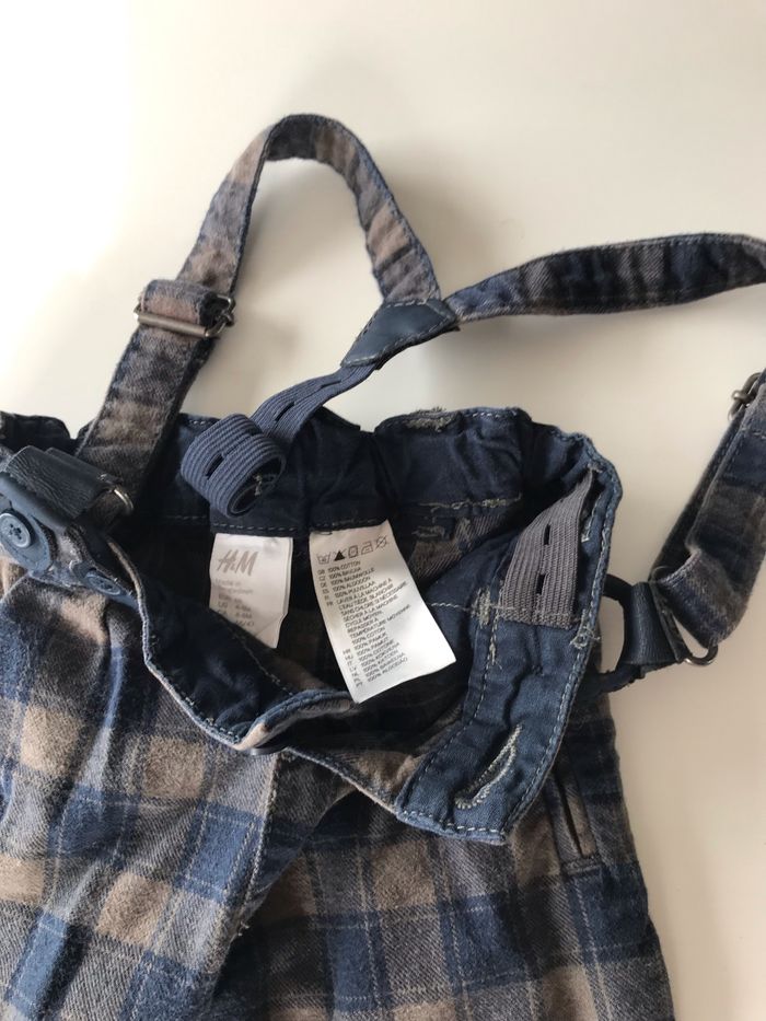 Pantalon bébé à carreaux et bretelles 6 mois - photo numéro 2
