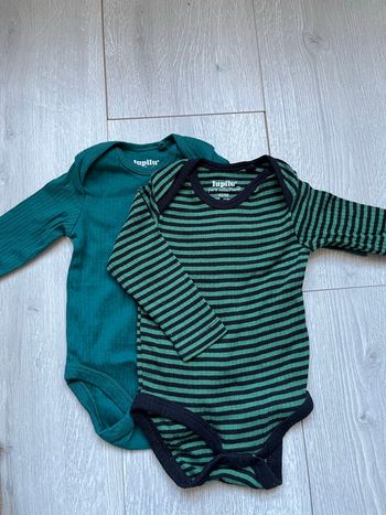 Lot de 2 bodies manches longues Lupilu - Vert & Rayé - 6 mois