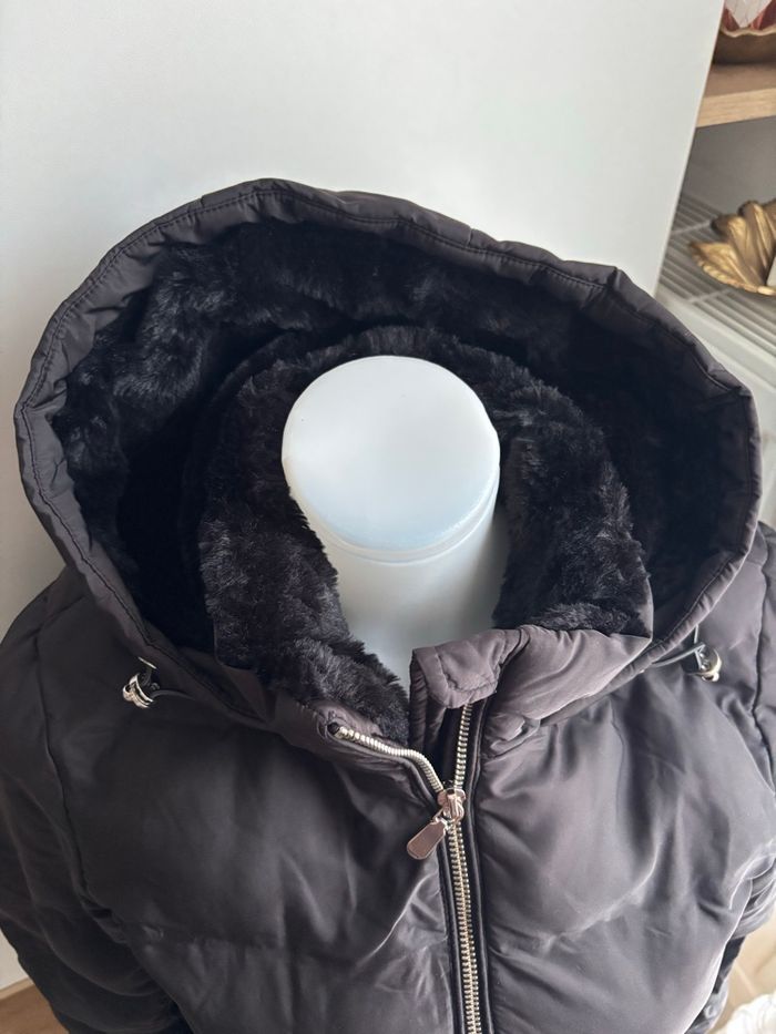Doudoune courte rembourré Zara à capuche fourré noir taille S - photo numéro 2