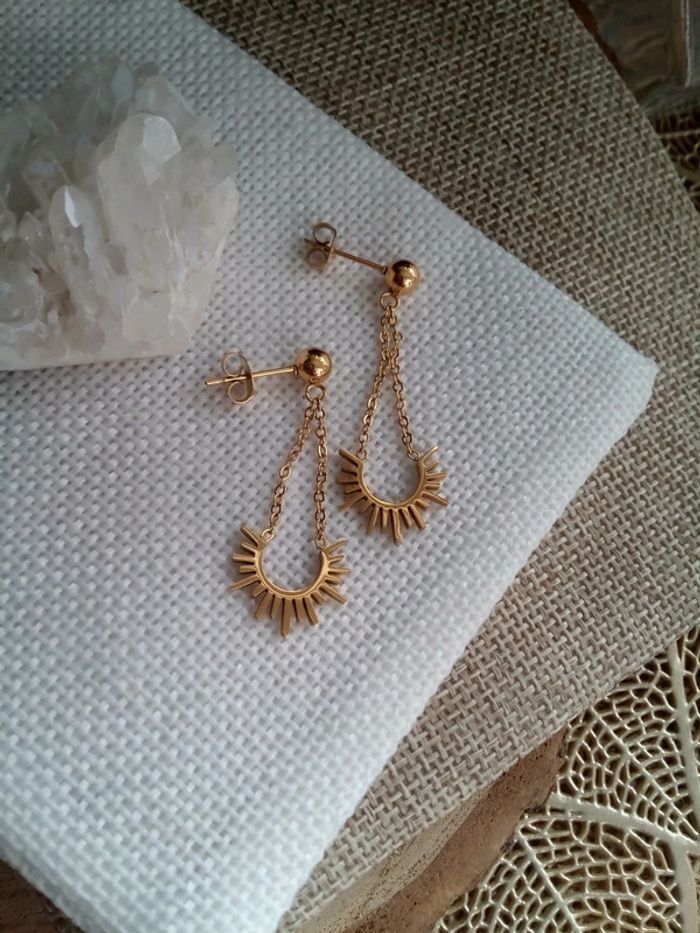 Boucles d'oreilles soleils en acier inoxydable