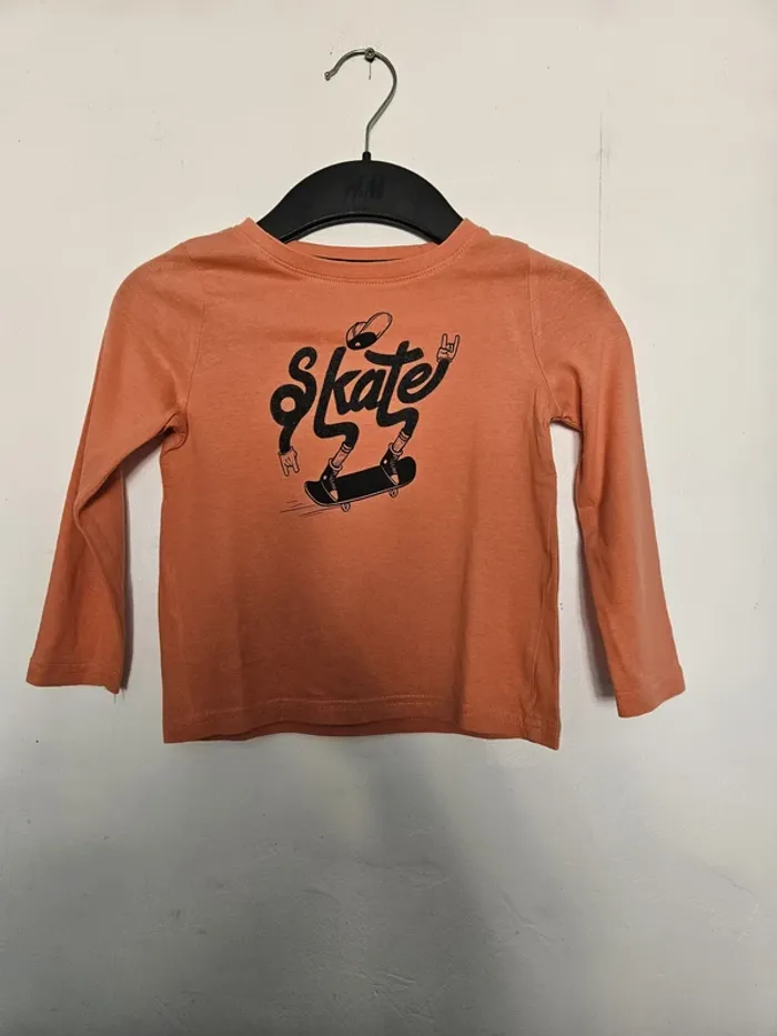 T-shirt à manches longues garçon - Taille 3 ans (90-97cm) - Kiabi - Orange imprimé skate - photo numéro 2