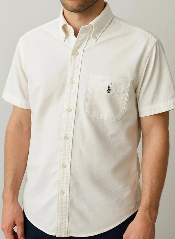 Chemise Ralph Lauren Classic Fit blanche – Vintage Y2K – Logo brodé – Coton haut de gamme