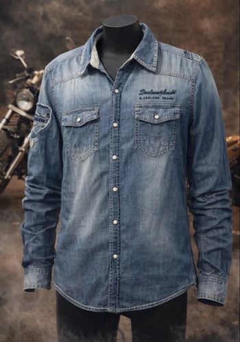 Chemise en jean Deeluxe74 style biker broderies