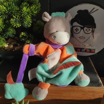 Marionnette Doudou Et Compagnie Âne Zigzag Dc2565 Orange Violet Vert Gris étoile  #geektradedoudou