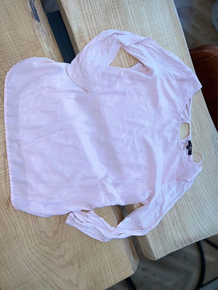 Blouse fluide rose pâle taille M 38 TEX satiné femme - photo numéro 4