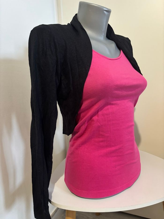 Gilet noir court à paillettes S - photo numéro 2