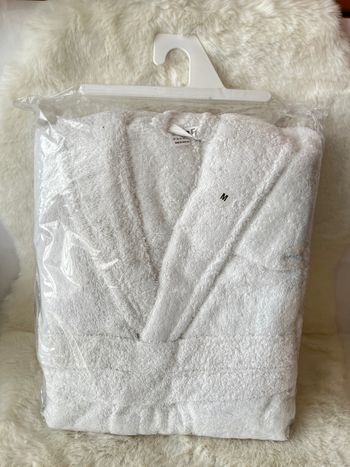 Peignoir de bain en éponge blanc taille M