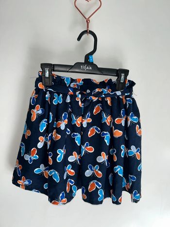 Jupe fluide bleu marine à motif papillon - 8 ans