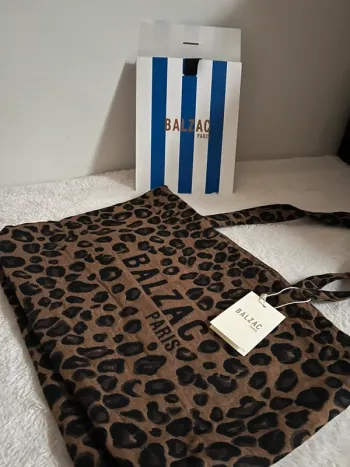 Cabas balzac léopard et pochette