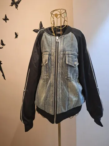 Bombers bi matière : jeans & coupe vent