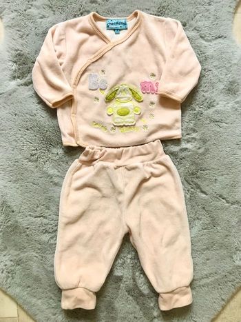 Pyjama velours pêche 3mois (Chocolatine)