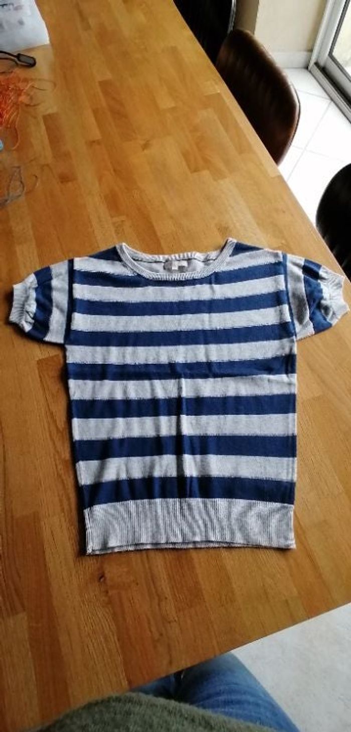 Pull manche courte rayé taille S Etam