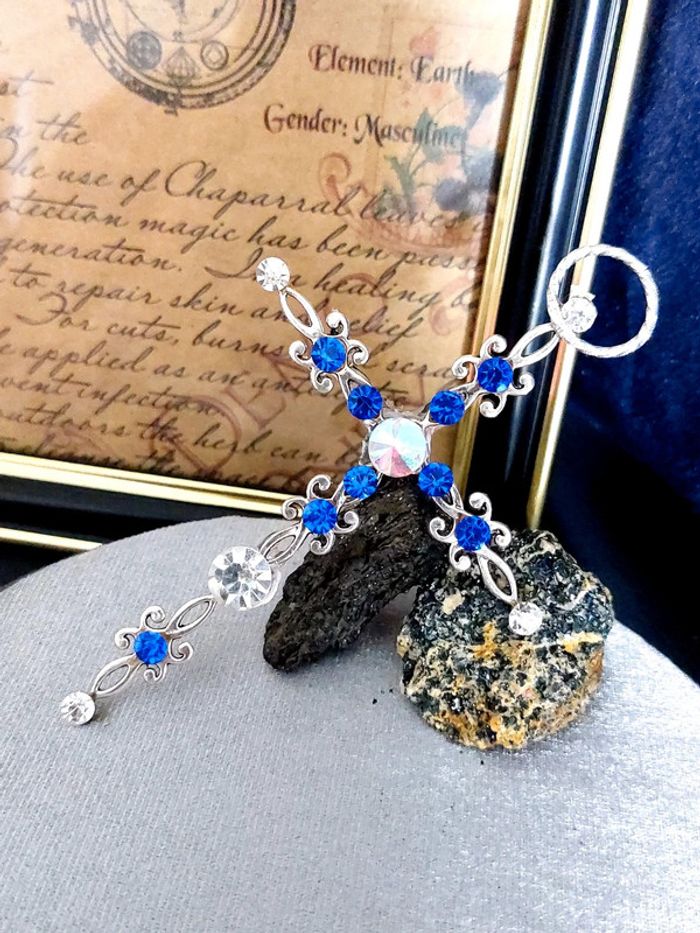 Magnifique croix religieuse style elfique art nouveau - photo numéro 2