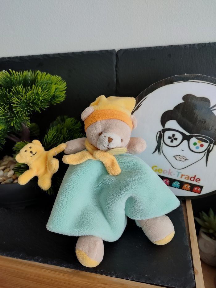 doudou et compagnie dc2556ours menthe graffitis animaux bleu jaune orange beige