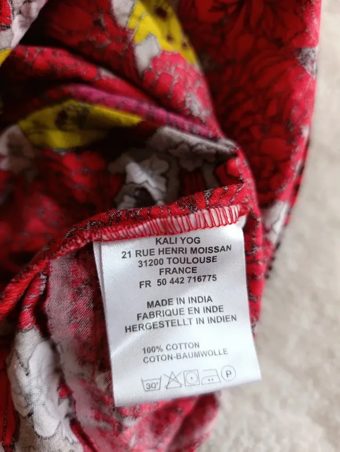 Robe d'été Kaliyog rouge fleurie L 10% coton - photo numéro 9