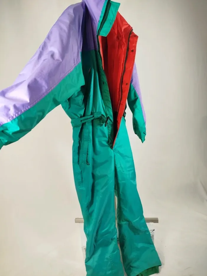 Combinaison ski K-way Polaire amovible Vintage Kway 90 Combi Snowboard vert violet M/L - A831