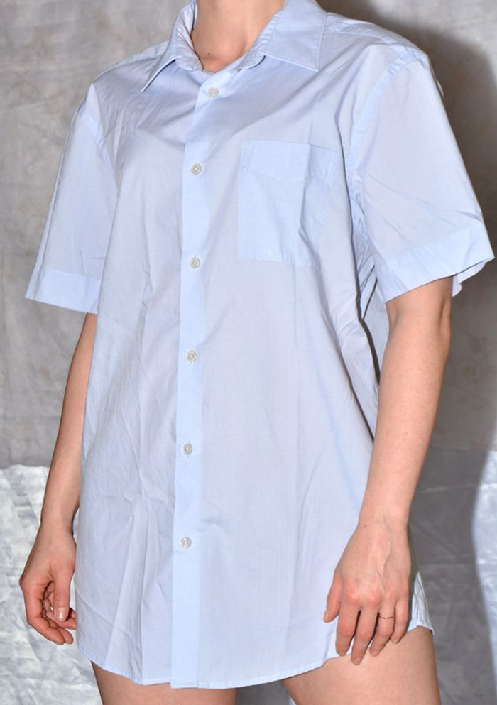 chemise homme bleu clair uni manches courtes taille 41/42 régular - photo numéro 4