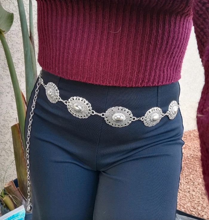 A40 Ceinture chaîne de corps chromé argenté tendance - photo numéro 4