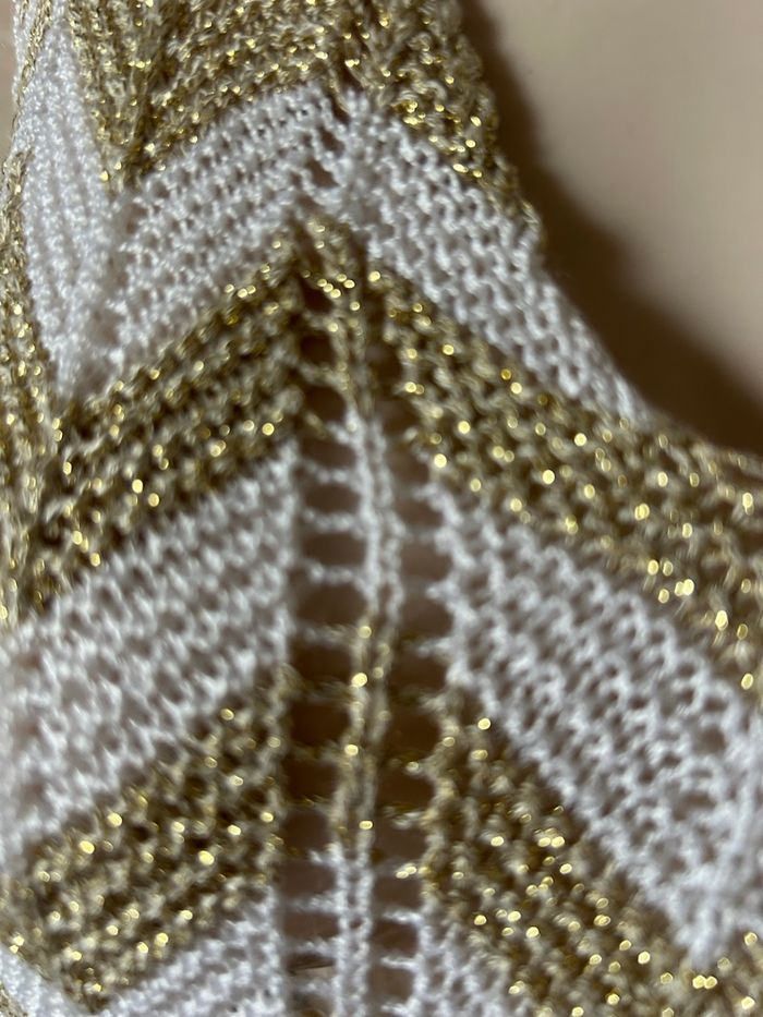 Pull débardeur tricot zig zag doré et blanc made in italy 38/40 - photo numéro 6