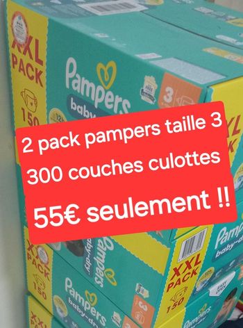 Lot de 300 couches Pampers Taille 3 – 55€ le tout