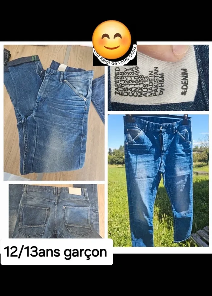 Jean garçon 12 13 ans bleu h&m