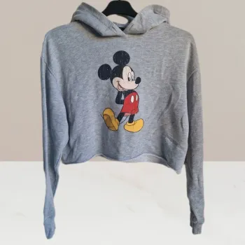 Magnifique pull court à capuche Mickey gris - Bershka - Taille S