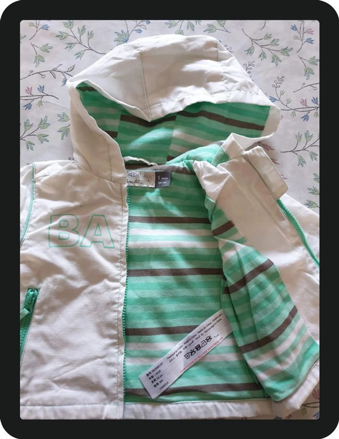 veste/coupe vent blanc/vert Orchestra 1 mois - photo numéro 4