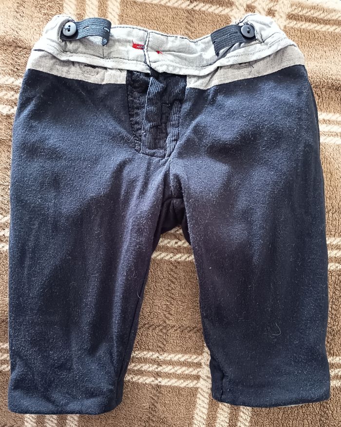 👖Pantalon Noir Enfant en Simili Velours côtelé - 3 Mois / Sergent Major - photo numéro 8