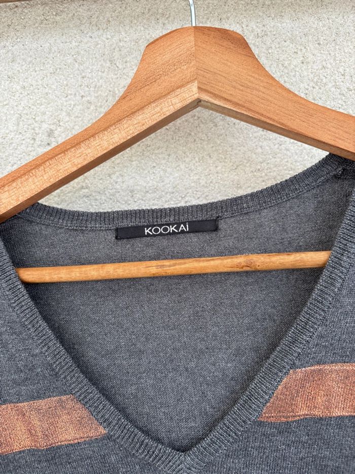 pull fin gris foncé et bronze KOOKAI - photo numéro 2