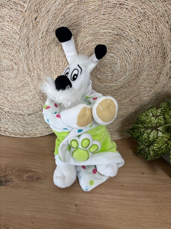 Doudou chien idefix couverture verte pois parc Astérix - photo numéro 2
