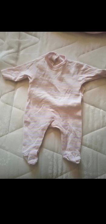 Pijama rayé rose naissance