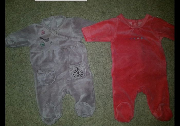 Lot de 2 pyjamas velours fille 1 mois vertbaudet