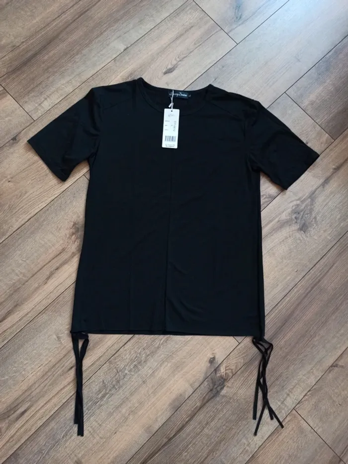 Tee shirt noir uni avec cordon homme L