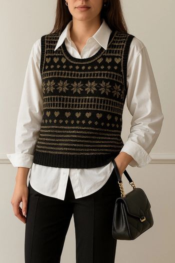 📌 Débardeur vintage fait main noir & doré – pièce unique