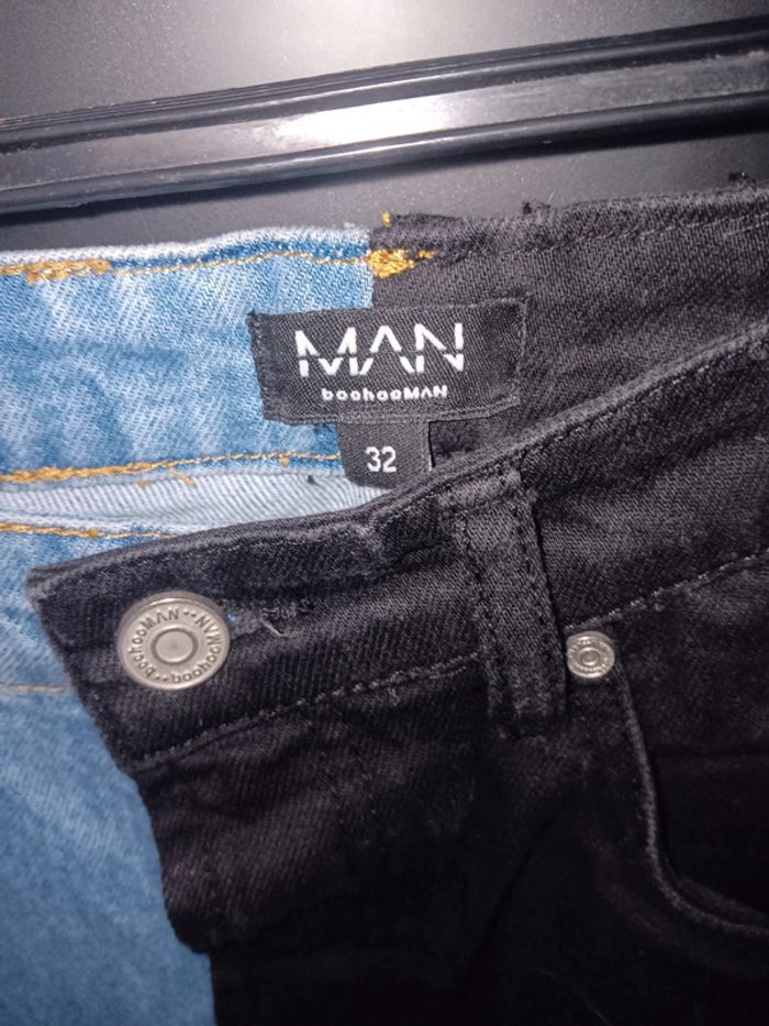 Jean bicolore MAN 42/44, style half blue half noir, tendance - photo numéro 2