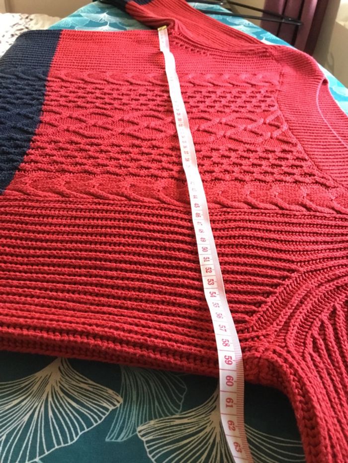 Pull col rond pour femme Tommy Hilfiger marine et rouge taille M 081 - photo numéro 4