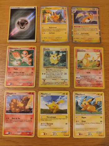 Lot 9 cartes Pokémon Pikachu Salamèche Goupix set de base jungle vintage wizard