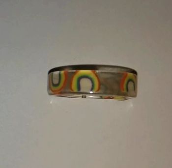 Bague en résine arc en ciel