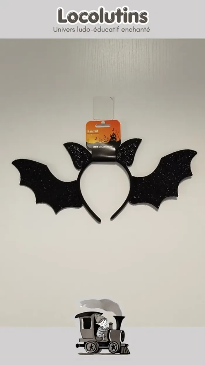 🚂 Serre-tête chauve-souris ▪ noir pailleté - photo numéro 2
