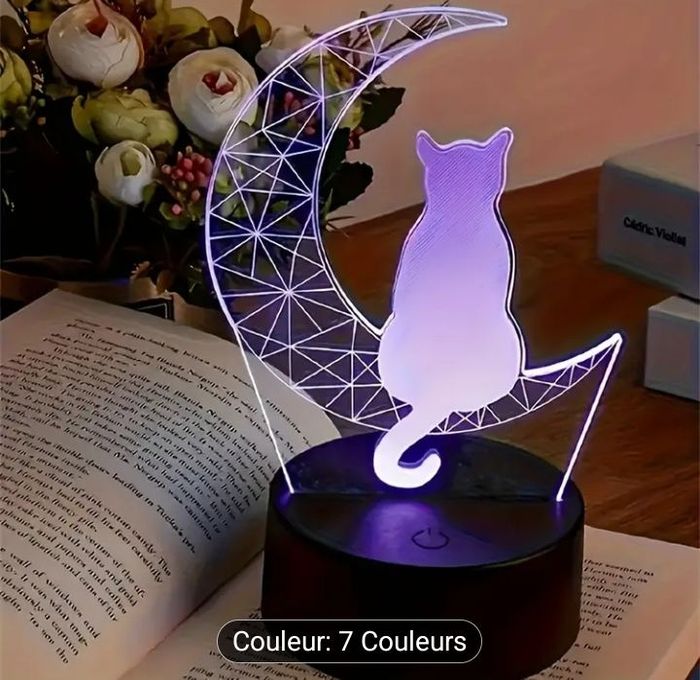 Veilleuse Enfant Chat sur la Lune - photo numéro 2