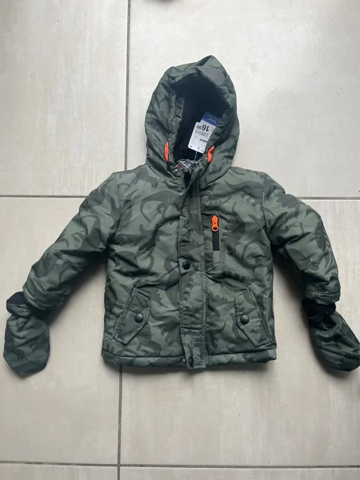 Neuf manteau doudoune chaud polaire dinosaure taille 12 mois 80cm